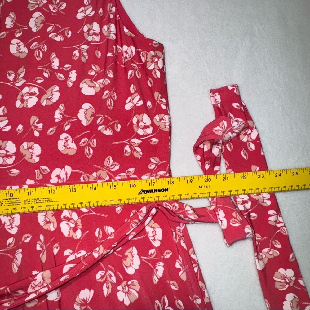 Lauren Ralph Lauren Sleeveless Pink Floral Tie-Waist Maxi Dress Size 16 - Picture 14 of 15
